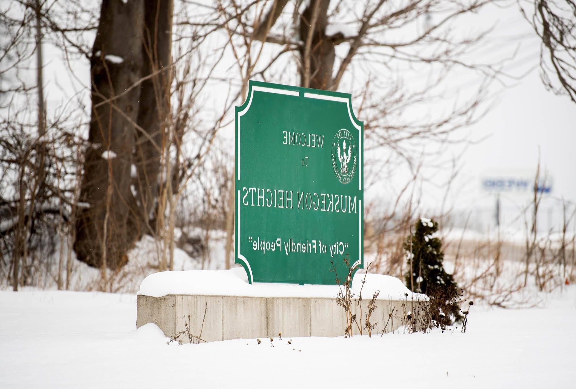 Welcome sign, City of Muskegon Heights